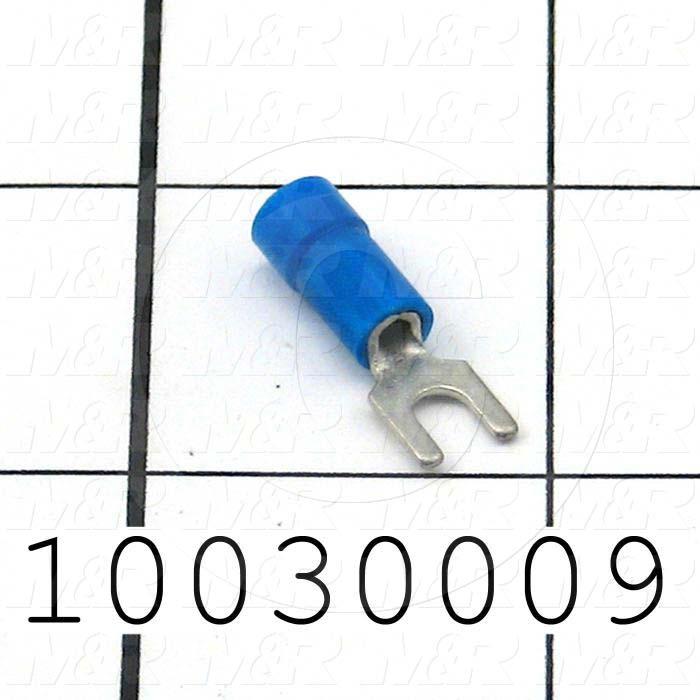 Wire Terminal, Fork, Blue, Wire Range 16-14AWG, #6 Stud Size