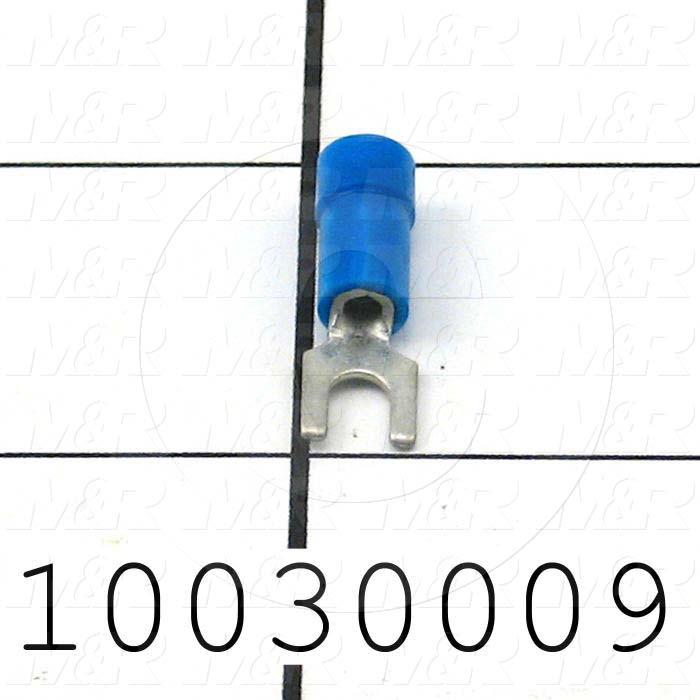 Wire Terminal, Fork, Blue, Wire Range 16-14AWG, #6 Stud Size