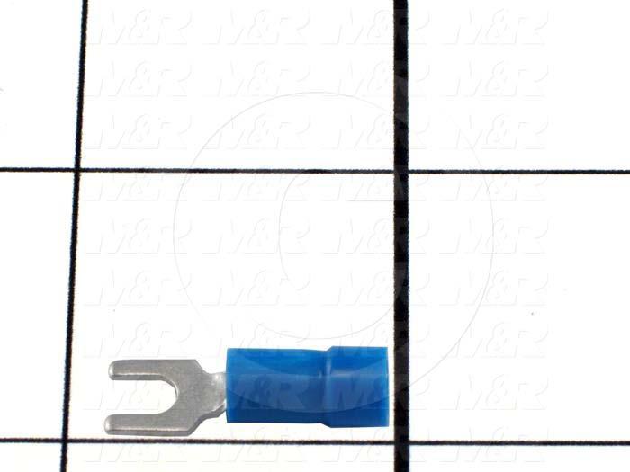 Wire Terminal, Fork, Blue, Wire Range 16-14AWG, #6 Stud Size