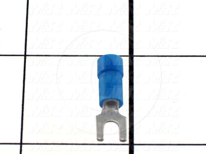 Wire Terminal, Fork, Blue, Wire Range 16-14AWG, #6 Stud Size