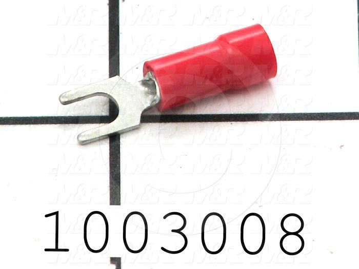 1003008 Wire Terminal, Fork, Red, Wire Range 2218AWG, 6 Stud Size