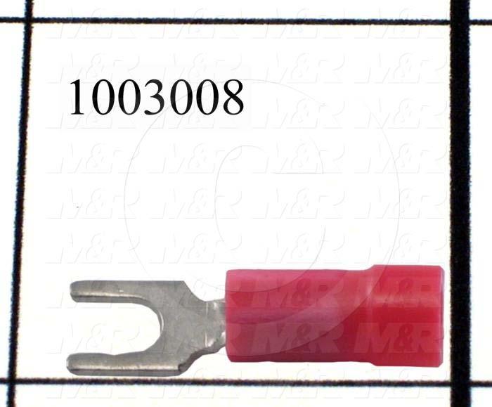 1003008 Wire Terminal, Fork, Red, Wire Range 2218AWG, 6 Stud Size