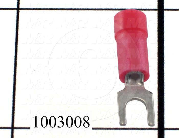 Wire Terminal, Fork, Red, Wire Range 22-18AWG, #6 Stud Size
