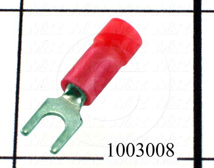 Wire Terminal, Fork, Red, Wire Range 22-18AWG, #6 Stud Size