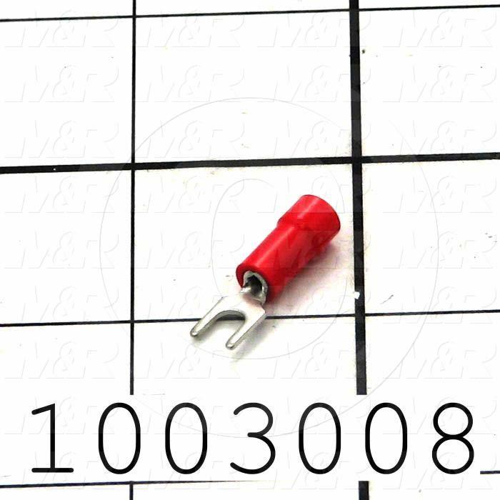 1003008 Wire Terminal, Fork, Red, Wire Range 2218AWG, 6 Stud Size