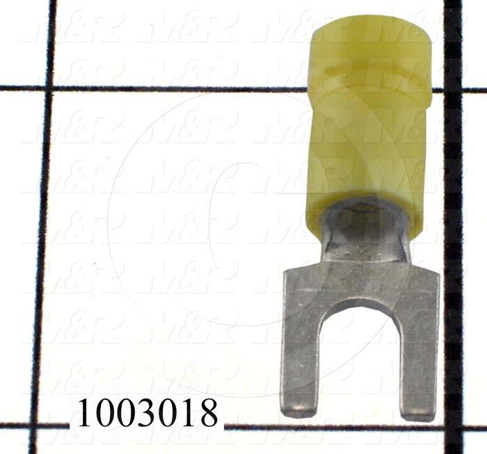 Wire Terminal, Fork, Yellow, Wire Range 12-10AWG, #10 Stud Size