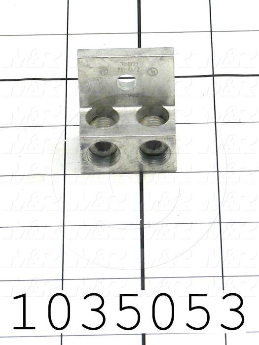 Wire Terminal, Ground Lug, Wire Range 2x14-1/0AWG, #1/4" Stud Size