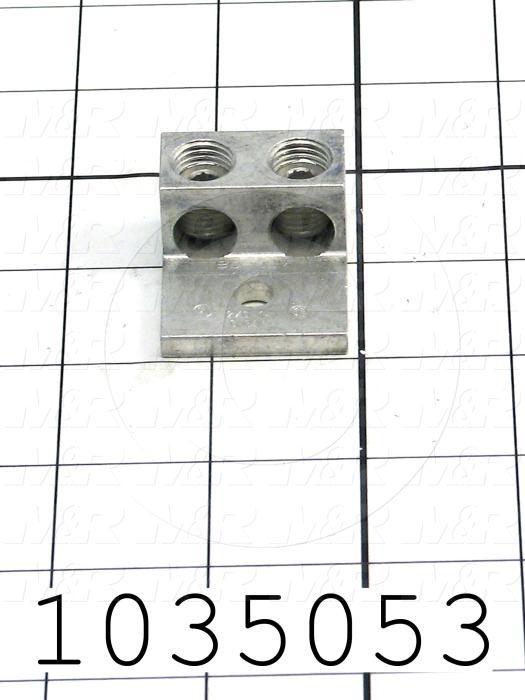 Wire Terminal, Ground Lug, Wire Range 2x14-1/0AWG, #1/4" Stud Size