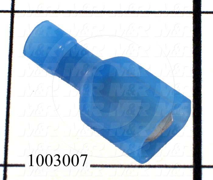 Wire Terminal, Male Quick Connect, Blue, Wire Range 16-14AWG