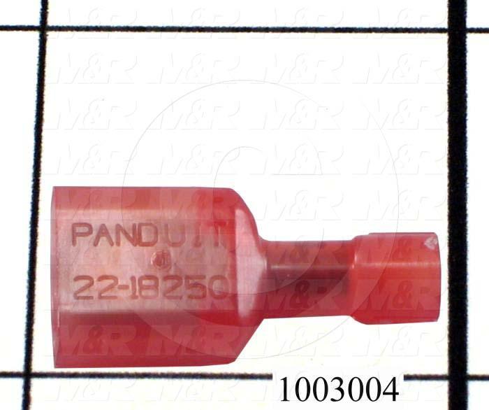 Wire Terminal, Male Quick Connect, Red, Wire Range 22-18AWG