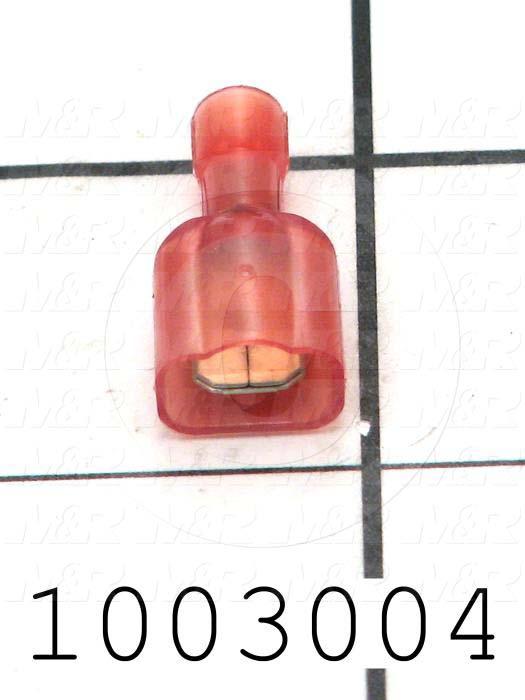 Wire Terminal, Male Quick Connect, Red, Wire Range 22-18AWG