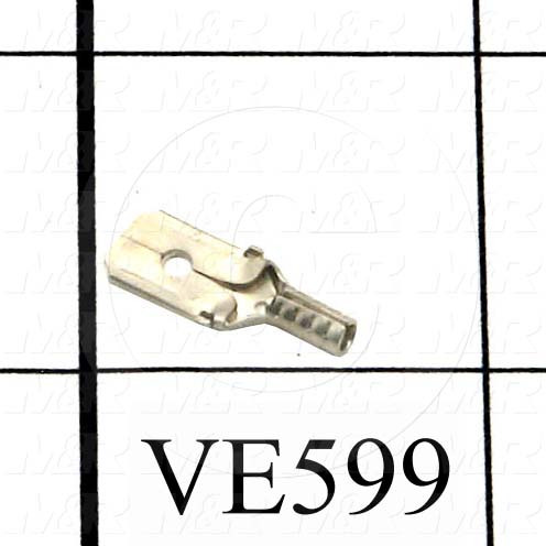 Wire Terminal, Quick Connect, Male, Plain, Wire Range 18AWG, Connector Width 1/4"