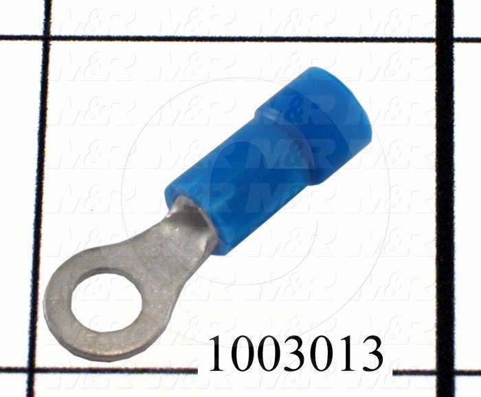 Wire Terminal, Ring, Blue, Wire Range 16-14AWG, #8 Stud Size