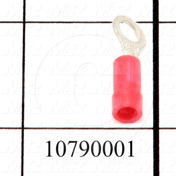 Wire Terminal, Ring, Red, Wire Range 22-18AWG, #10 Stud Size