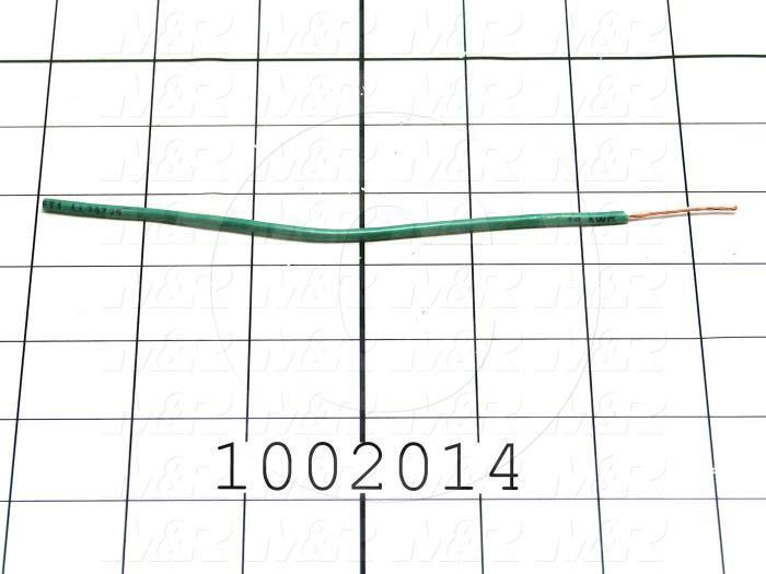Wire, tfn solid, 18AWG, Green with Yellow Stripe